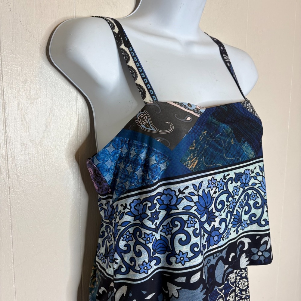 Desigual Candice Jumpsuit M Blue Floral Paisley Patchwork Artsy Bohemian Hippie - Picture 6 of 16